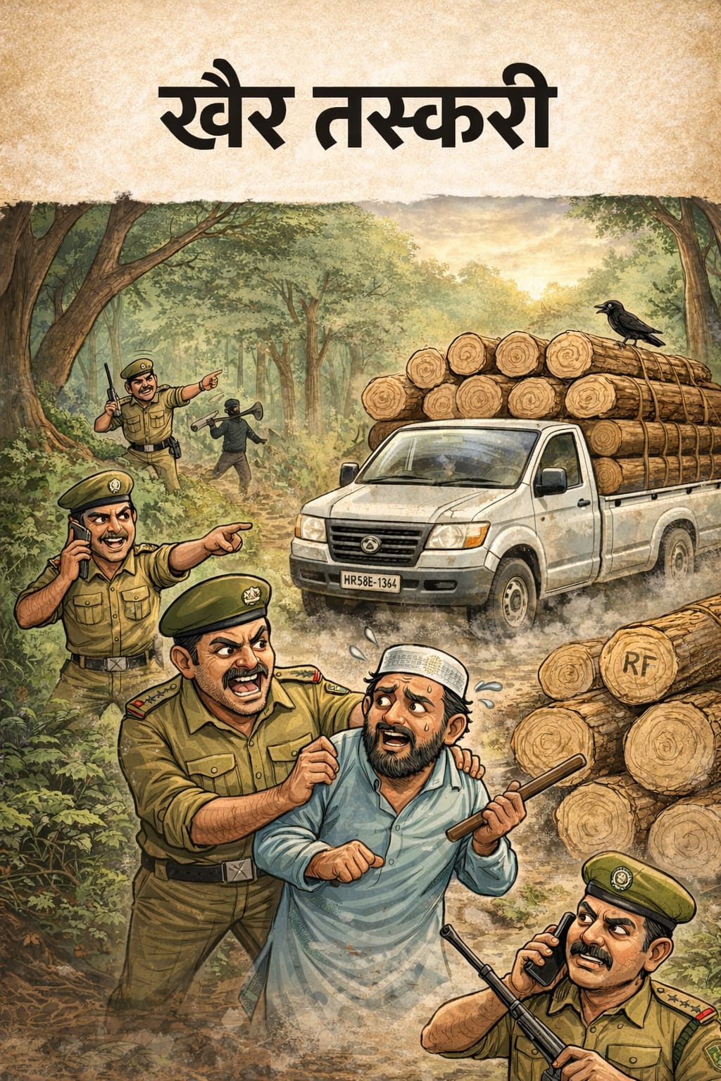 रसूलपुर जंगल में खैर के 12 पेड़ काटे, एक आरोपी गिरफ्तार, वाहन समेत लकड़ी बरामद