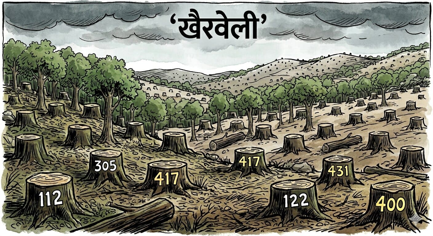 कलेसर खैरवेली में दो माह में तीसरी बार अवैध कटान, 14-15 खैर के टुकड़े मिले