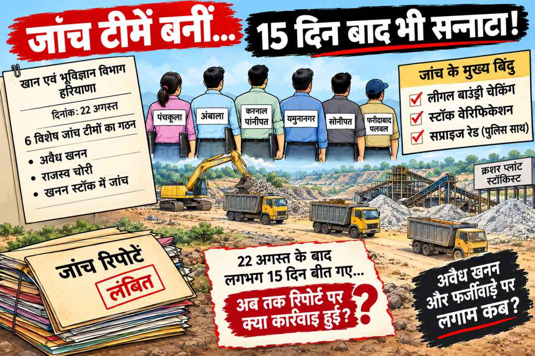 जांच कमेटियों के कड़े निर्देशों के बीच उठे सवाल—हरियाणा में हर बार औपचारिकता बनकर क्यों रह जाता है अवैध खनन पर प्रहार?