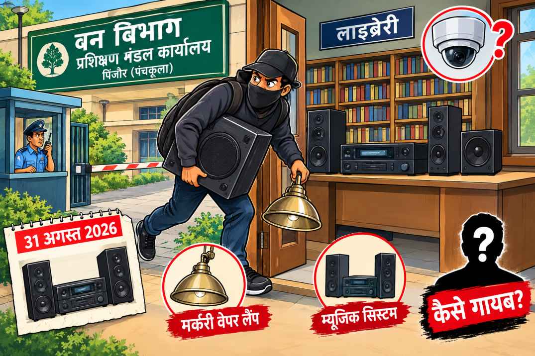 सनसनीखेज चोरी: बिना ताला तोड़े पिंजौर वन परिसर की लाइब्रेरी से उड़ाया 4 लाख का म्यूजिक सिस्टम और एंटीक लैंप